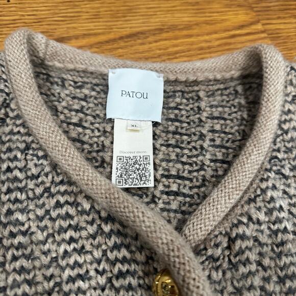PATOU Neutral Alpaca Wool Blend Knitted Fitted Jacket Size XL - Picture 8 of 10